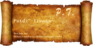Pető Tivadar névjegykártya